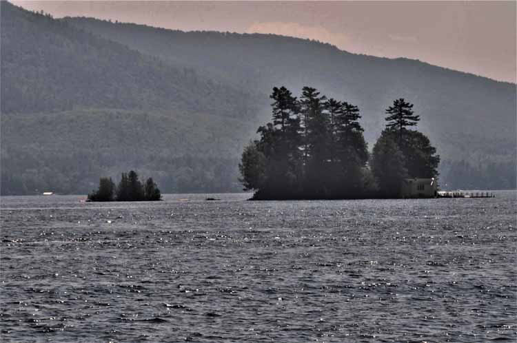 lake scene, islands